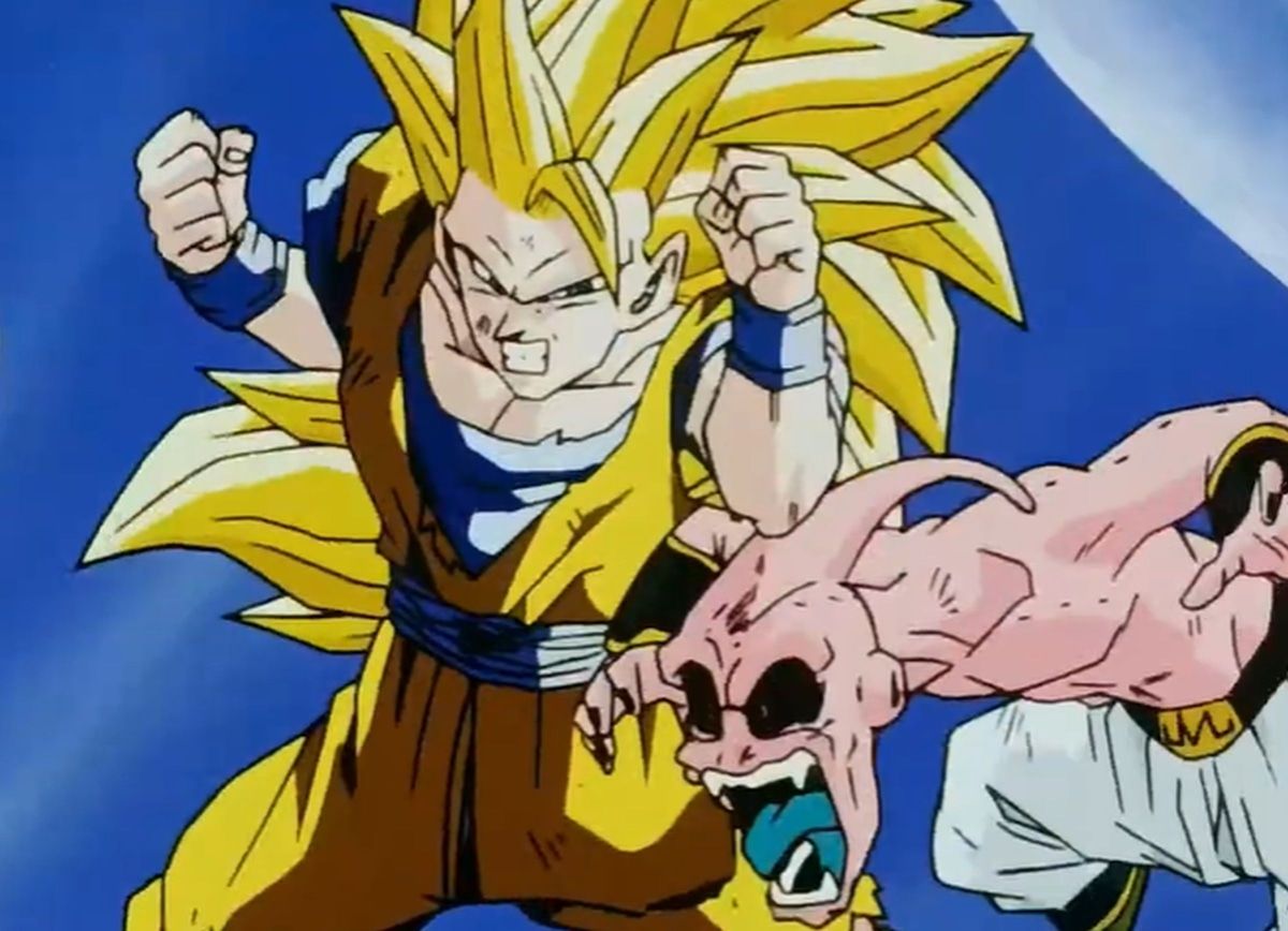 'Goku' transformed into 'Super Saiyan 3' fighting with 'Kid Buu' on the planet 'supreme'. (Photo: Toei animation)