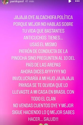 Pamela López responds to Vanessa