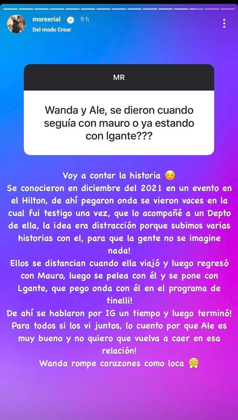 More Rial said that Wanda Nara had a affair with Alejandro Cipolla. (Photo: Instagram/Morelerial)