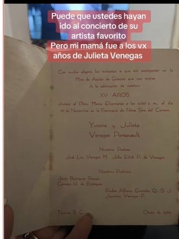 The invitation to the XV