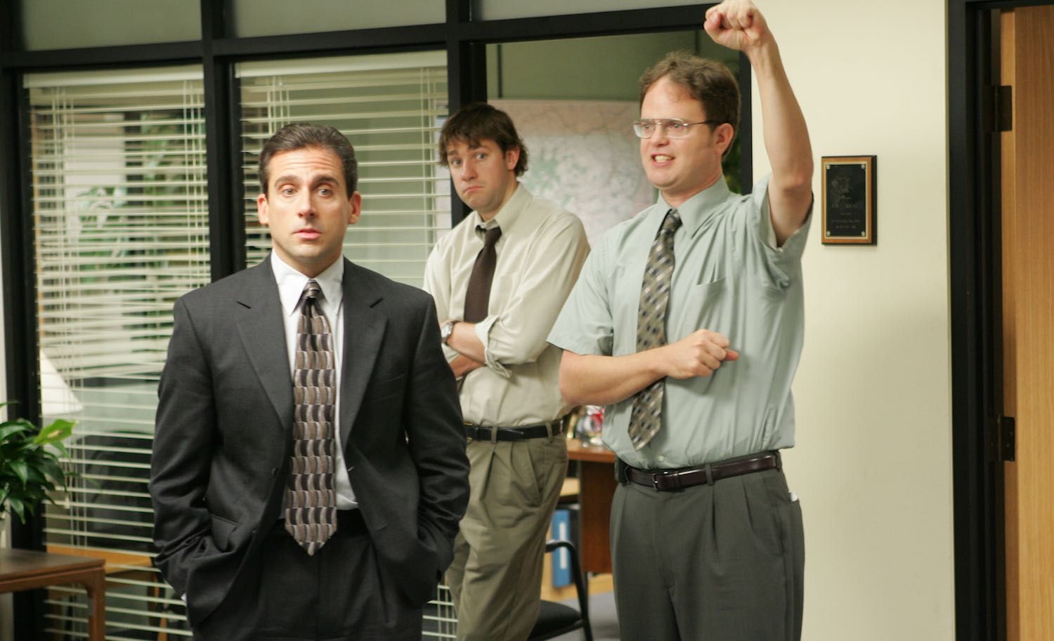 Steve Carell, John Krasinski y Rainn Wilson en 'The Office'