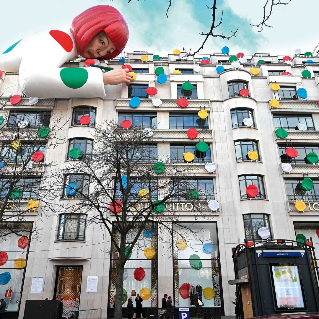Cathartic art intervention in the Louis Vuitton store in Paris.