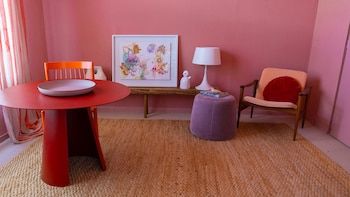 This space, decorated in tones