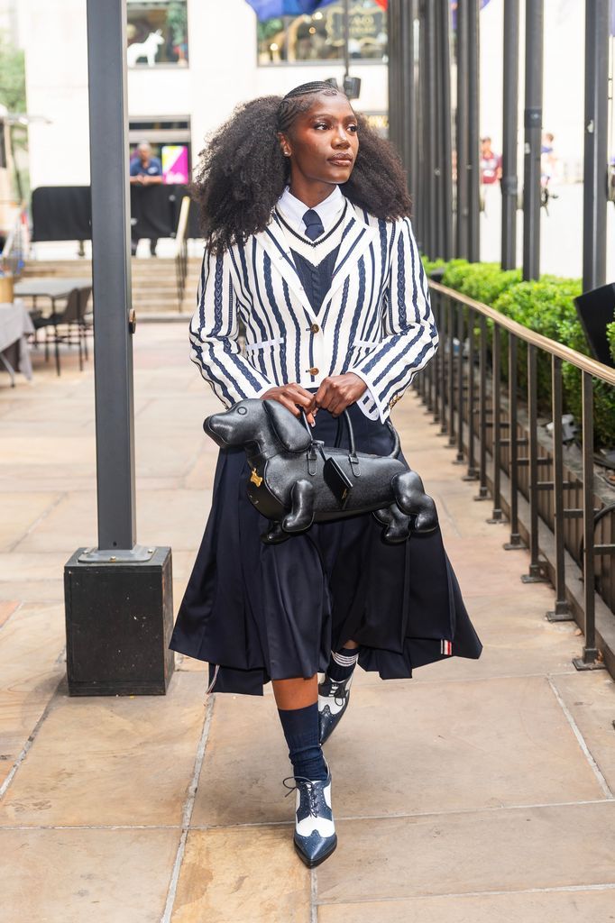 Doechii, one of the most anticipated guests of the Met Gala 2025, dressed in Thom Browne