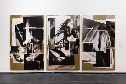 'Bodybuilding (elementary triptych of a body)', (2018), work of Alfredo Rodríguez exhibited in the sample 'Flor Hispania', in the CA2M.