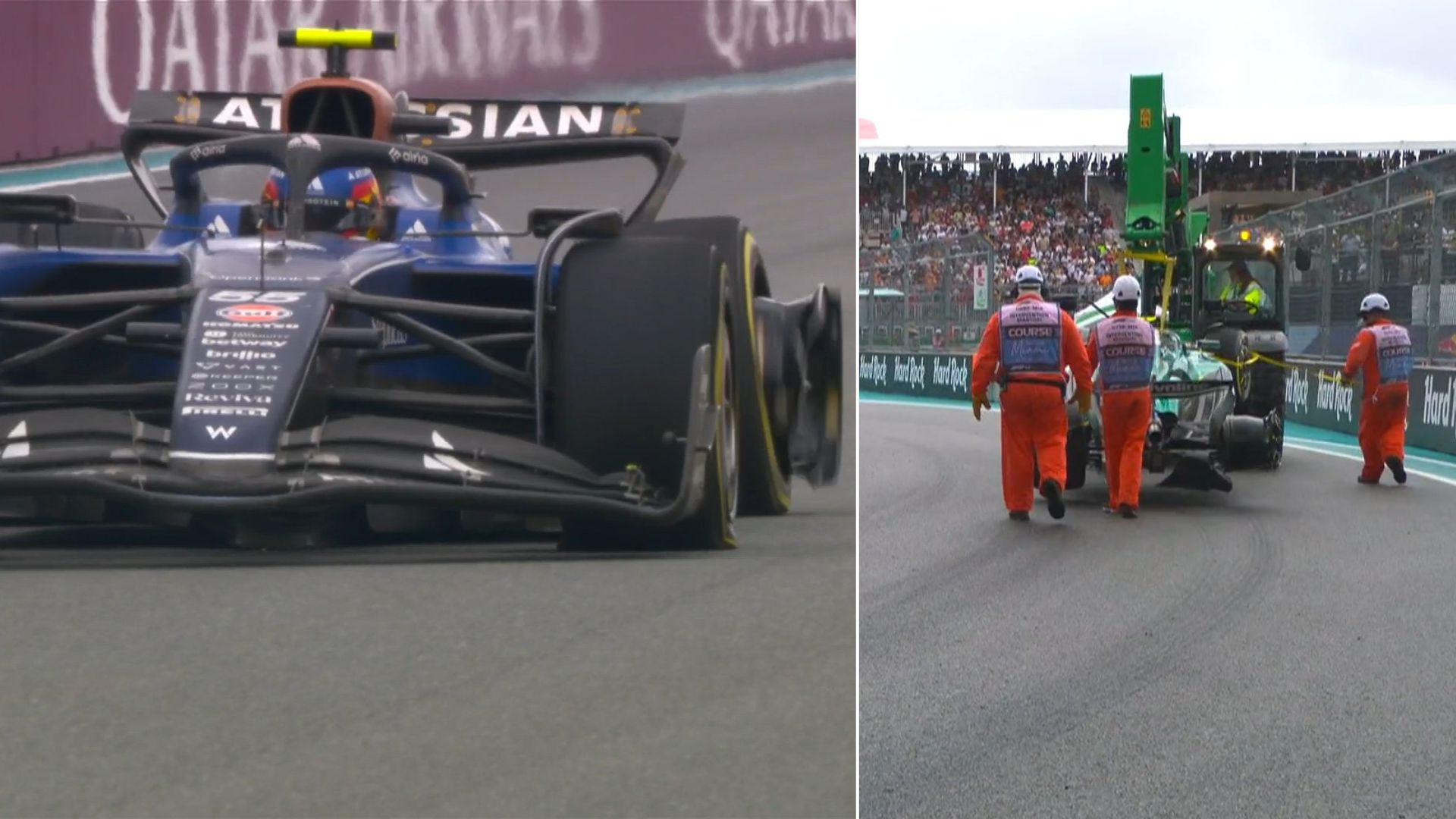 Accidents by Carlos Sainz and Fernando Alonso in Miami