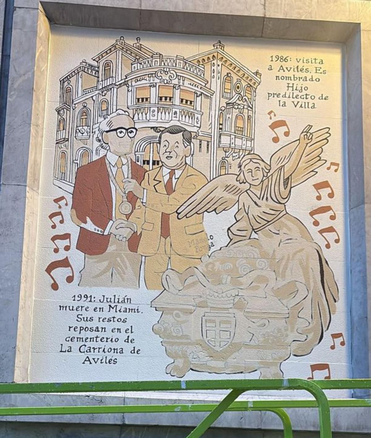 Dos detalles del trabajo que firma Zapico en el Conservatorio avilesino.