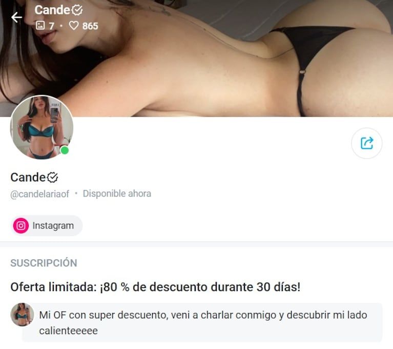 The Only Fans of Candelaria Sorini, ex -participant from Masterchef.