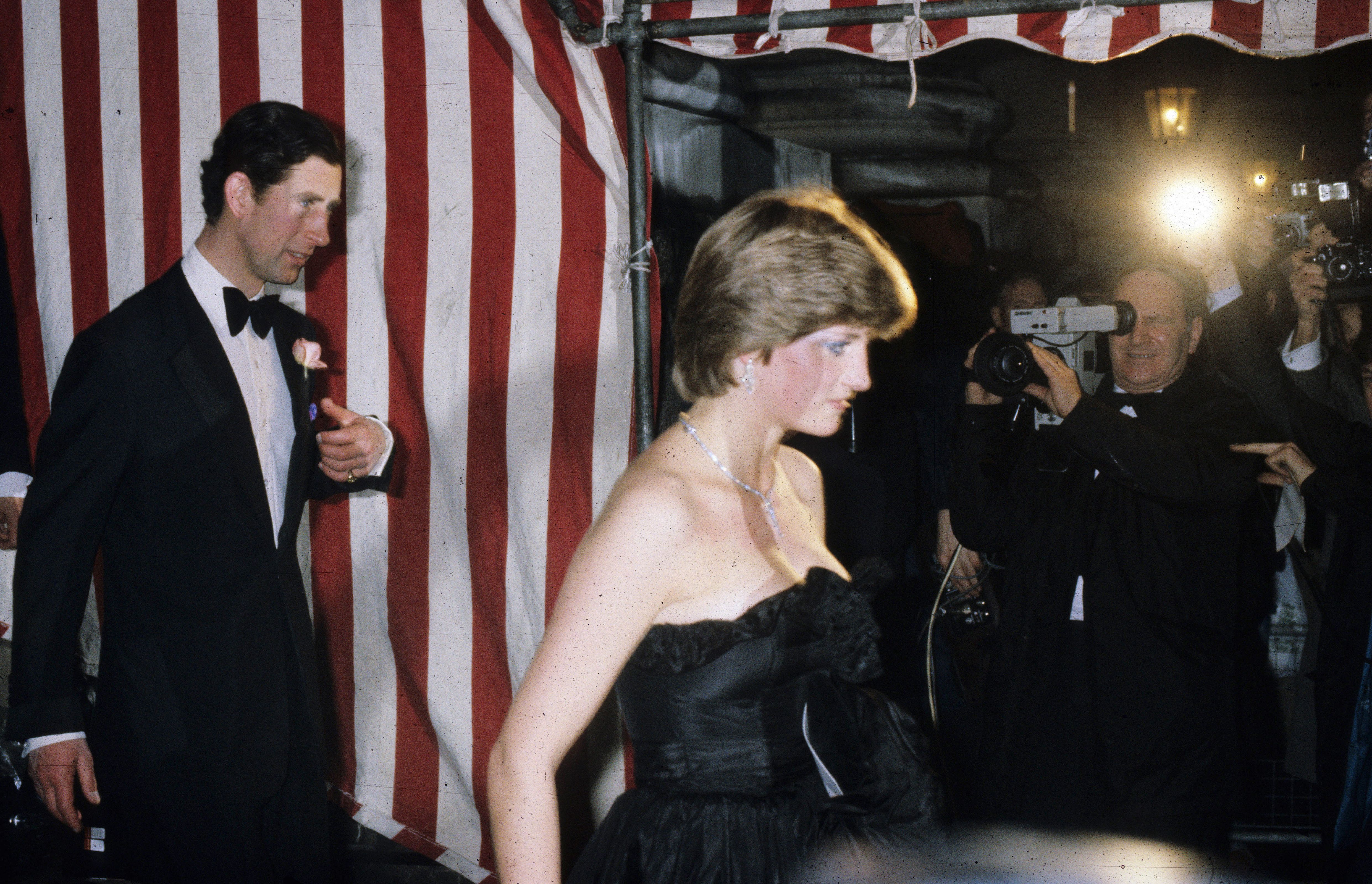 Prince Charles and Lady Diana Spencer at a fundraising event.