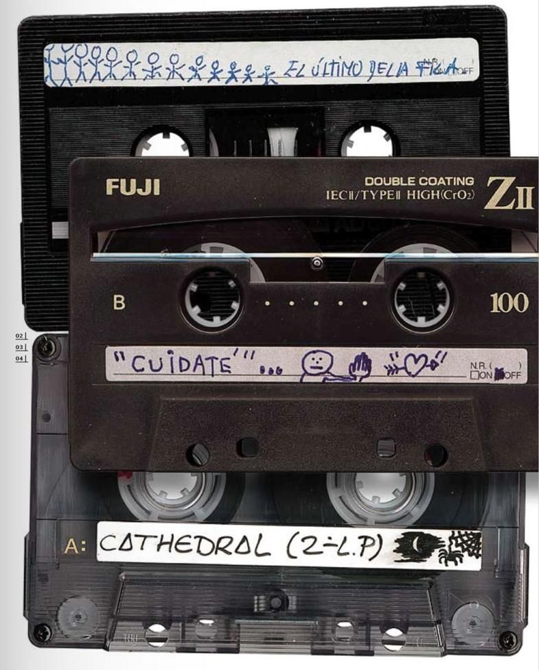 Details of the interior for the last one of A Row (Daniela Fernández), of a cassette of several (Dave Dimon) and Cathedral (Naiara Gago).