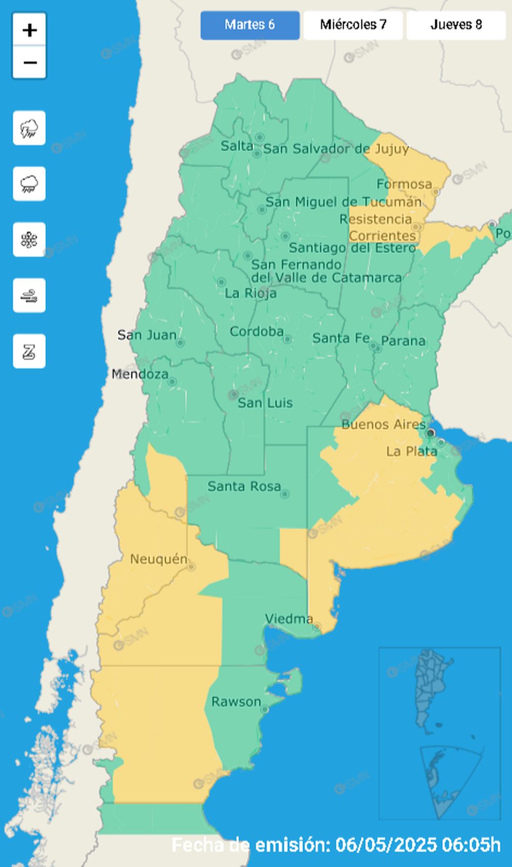 The SMN issued a yellow alert by Zonda wind in Malargüe. The SMN issued a yellow alert by Zonda wind in Malargüe.