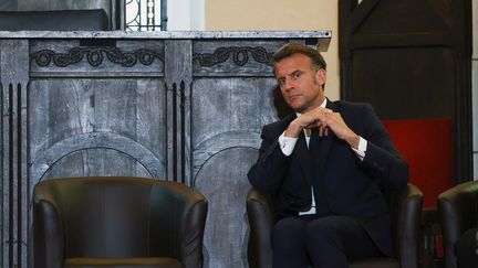 President Emmanuel Macron during his speech at the Grand Lodge of France, on May 5, 2025, in Paris. (Sarah Meyssonnier / AFP)
