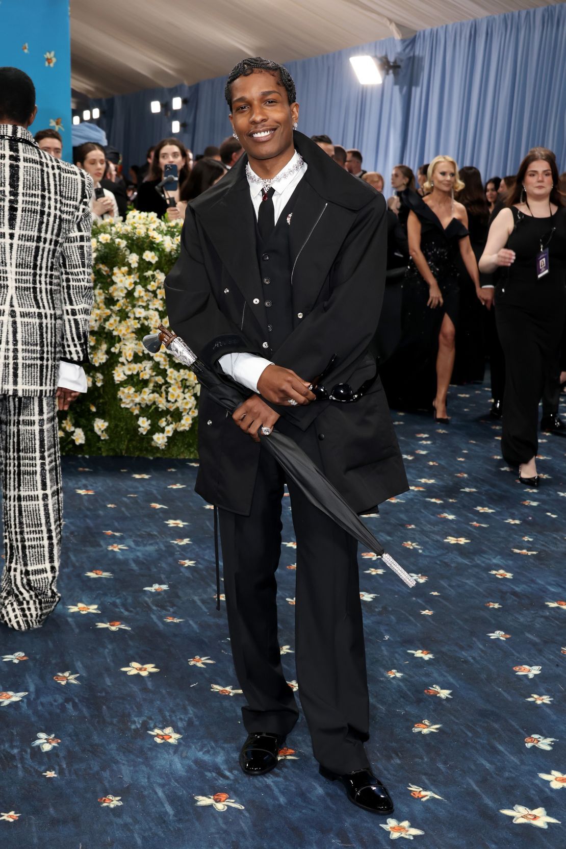 Met Gala co-chair A$AP Rocky arrived in a dapper, self-designed suit from his own label, AWGE