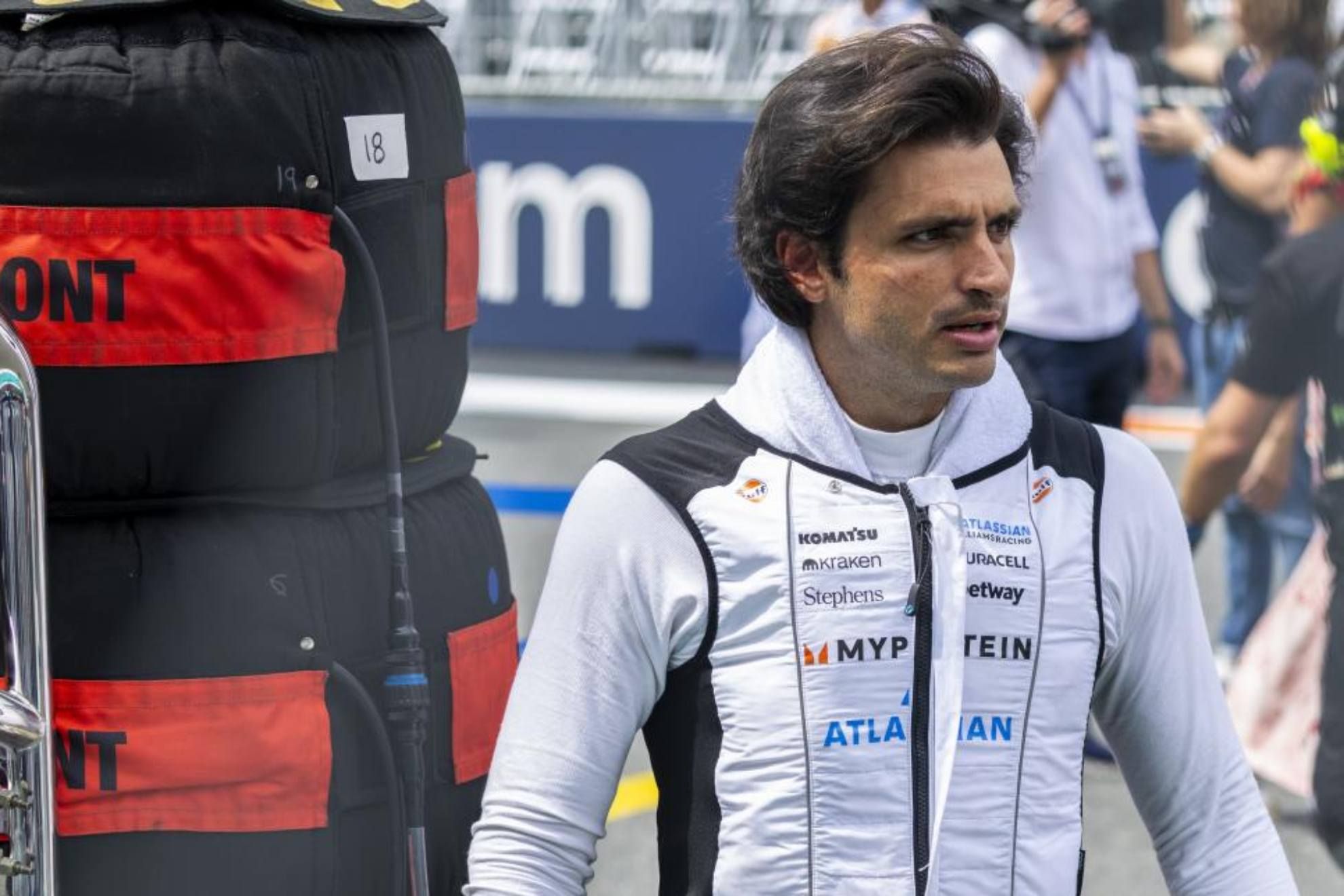 Carlos Sainz, on the Miami GP grid.