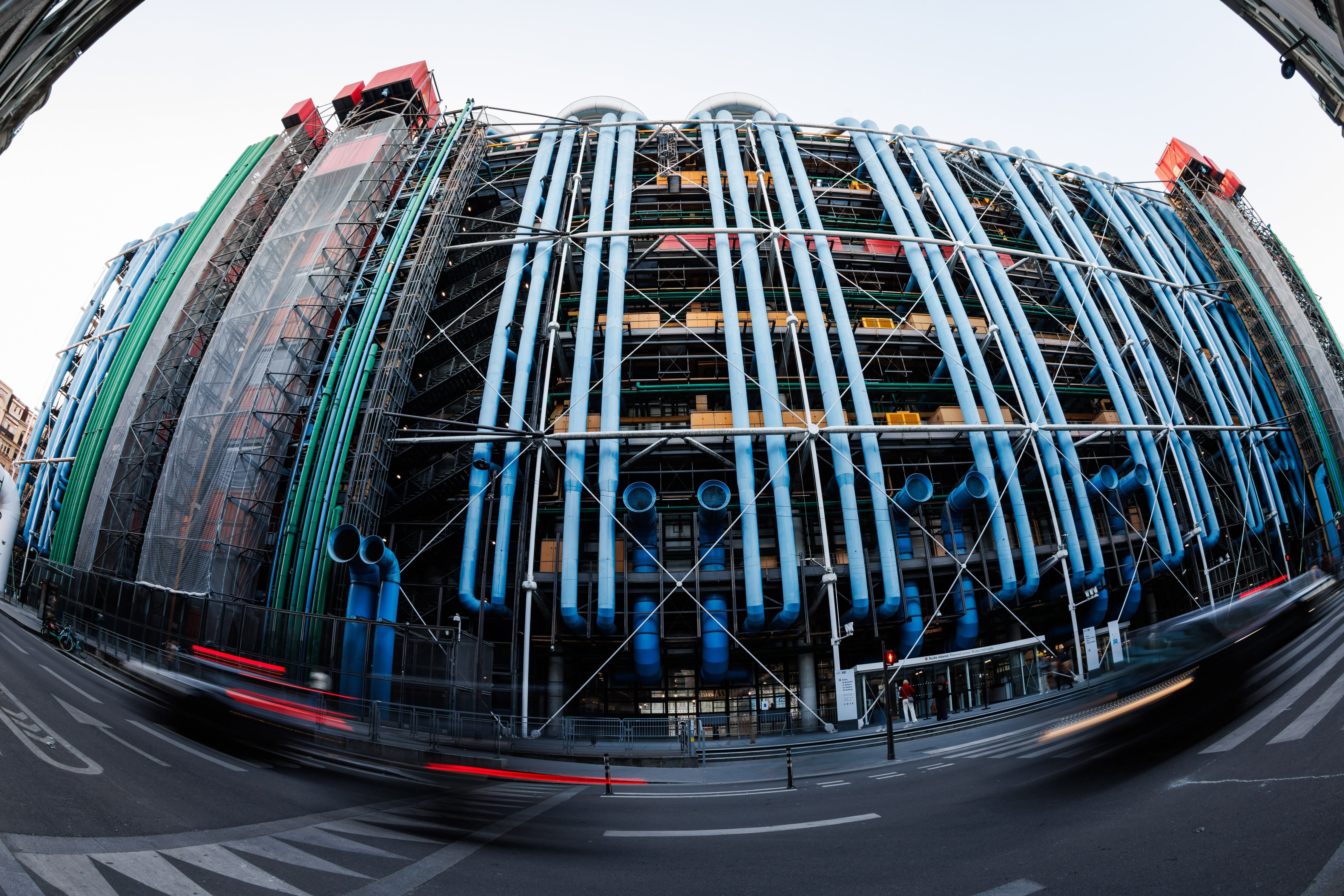 Photo of the exteriors of the Pompidou Center in Paris