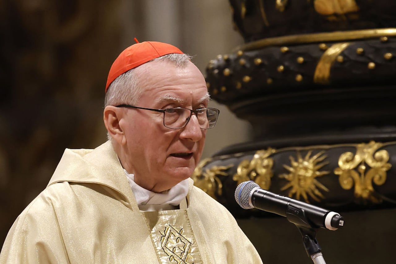 Cardinal Pietro Parolin celebrates a Mass in the memory of Pope John Paul II on the occasion of the twentieth anniversary of his death, in the Basilica of San Pedro in the Vatican, on April 2, 2025