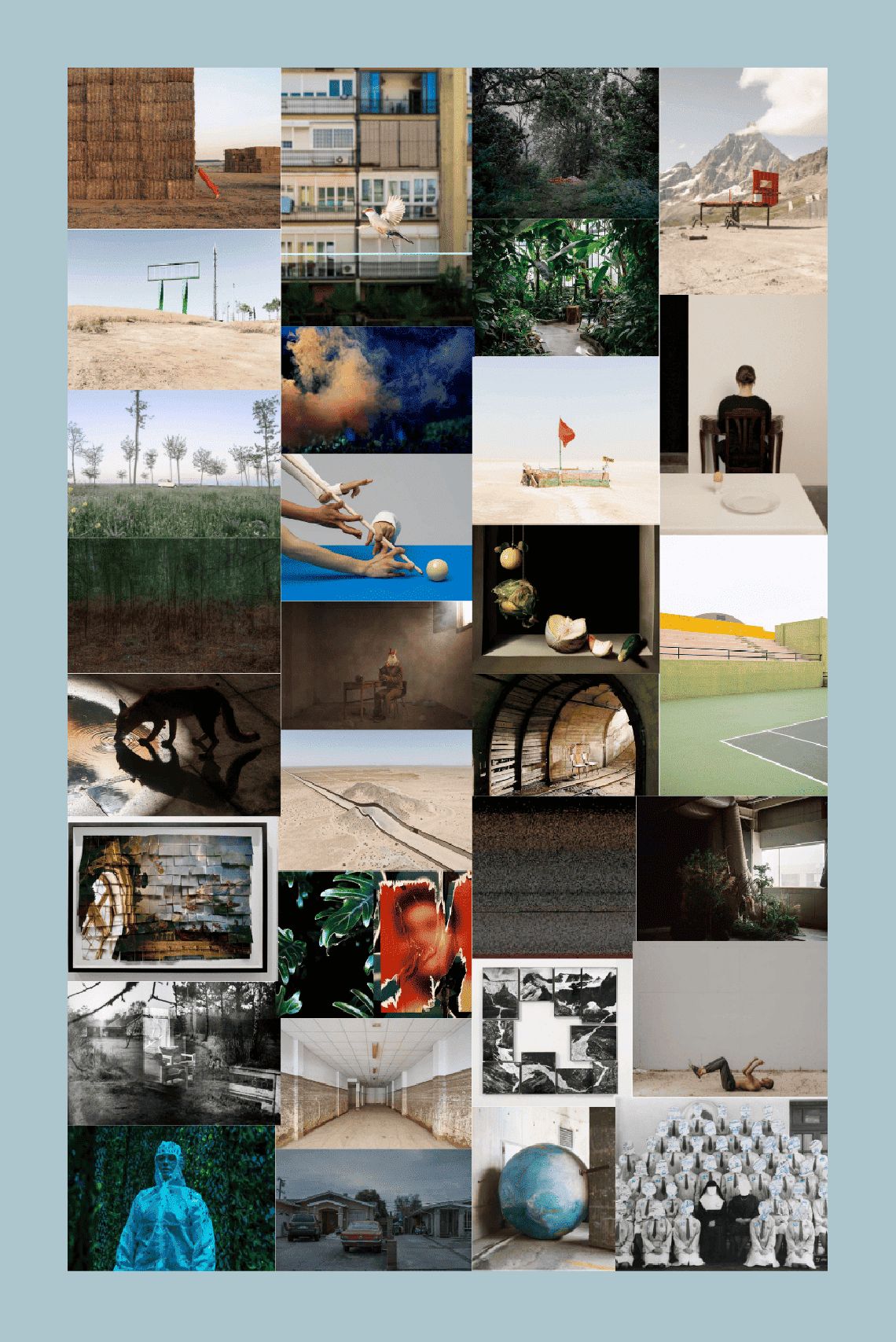 Mosaic with the images of the thirty artists that make up the process of photography awards.