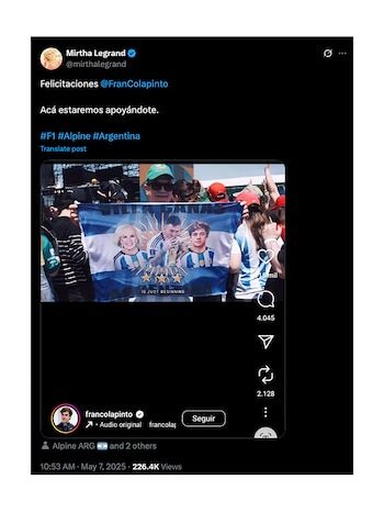 Mirtha's support for