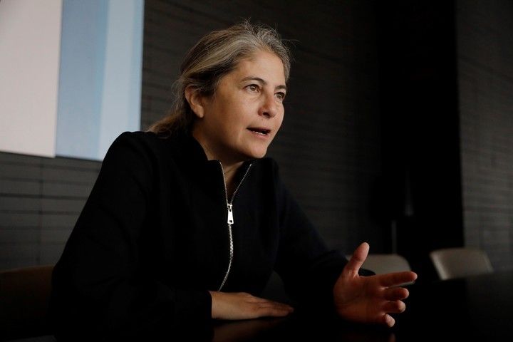 The Argentine writer Selva Almada speaks during an interview with EFE on April 21, 2023, in Bogotá (Colombia). EFE/ Carlos Ortega