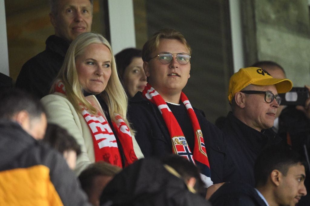 Norway Mette-Marit and Sverre Magnus in Norway in a Europa League match