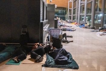 People sleeping at the airport