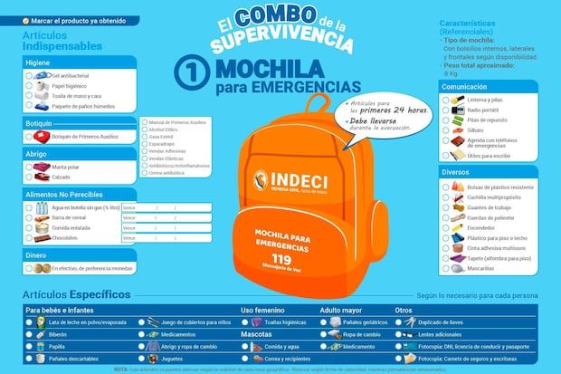 How to assemble your emergency backpack against earthquakes? This recommends Indeci