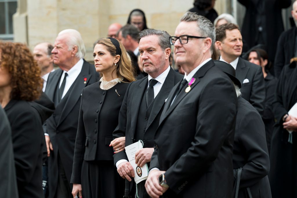 Magdalena from Sweden and Chris O'Neill at the funeral of Andrés de Saxony-Coburg-Gotha