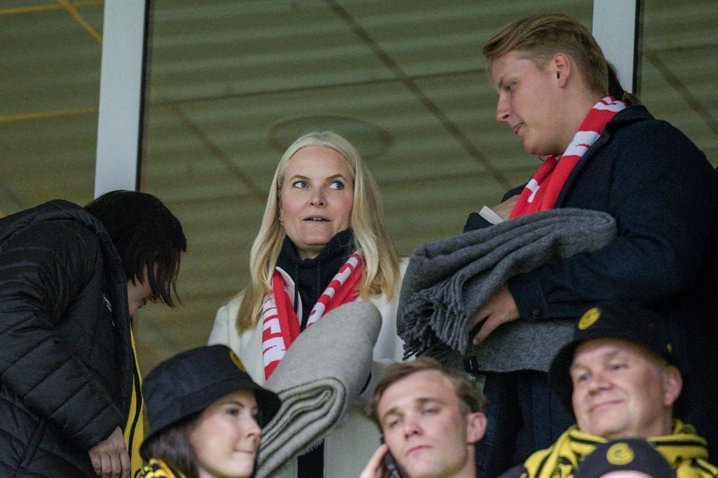 Norway Mette-Marit and Sverre Magnus in Norway in a Europa League match