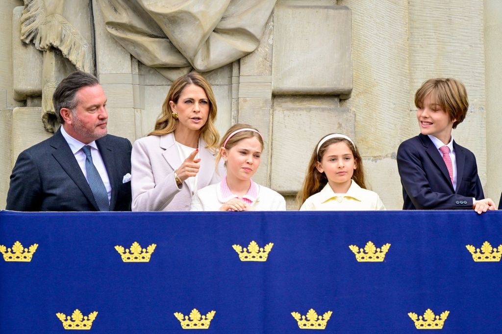 Point de Vue Out Mandatory Credit: Photo by Shutterstock (15277131h) Princess Madeleine, Chris O'Neill, Princess Leonore, Prince Nicolas, Princess Adrienne during the 79th birthday celebrations of the Swedish King at the courtyard of the Royal Palace in Stockholm, Sweden. King Carl Gustaf birthday celebrations, Stockholm, Sweden - 30 Apr 2025 *** Local Caption *** .