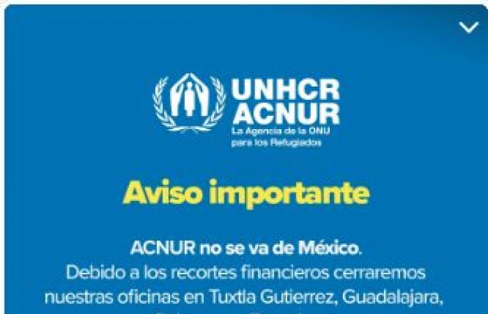 For acnur financial crisis will close 4 offices in Mexico; 9 will continue open