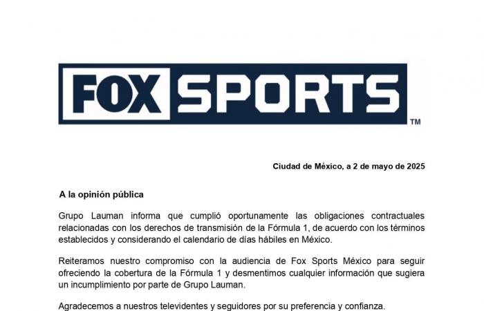 Fox Sports lost formula 1 transmissions? This is what is known