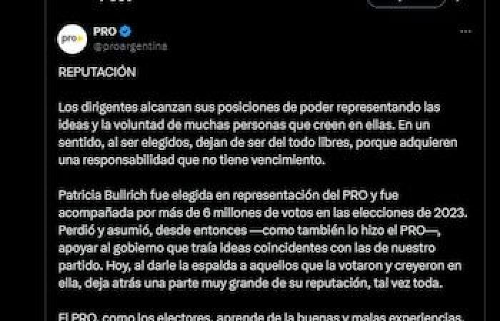 The strong reaction of the PRO against Patricia Bullrich after its affiliation to freedom progresses: “Leaves behind all its reputation”