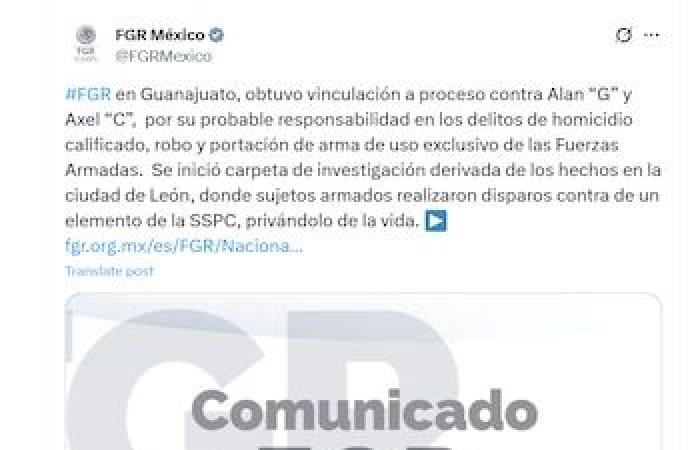 They link two men to process for the assassination of the SSPC NCPCNICIAL in León, Guanajuato