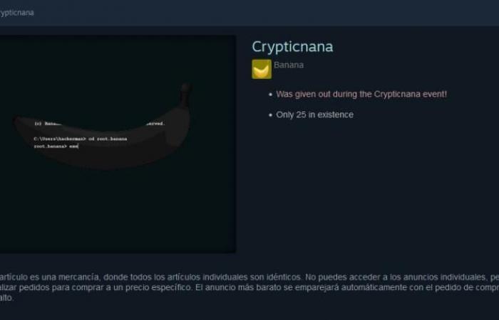 The FREE game of clicking a banana generates skins valued at more than $1,300 dollars and reaches 370,000 simultaneous players on STEAM