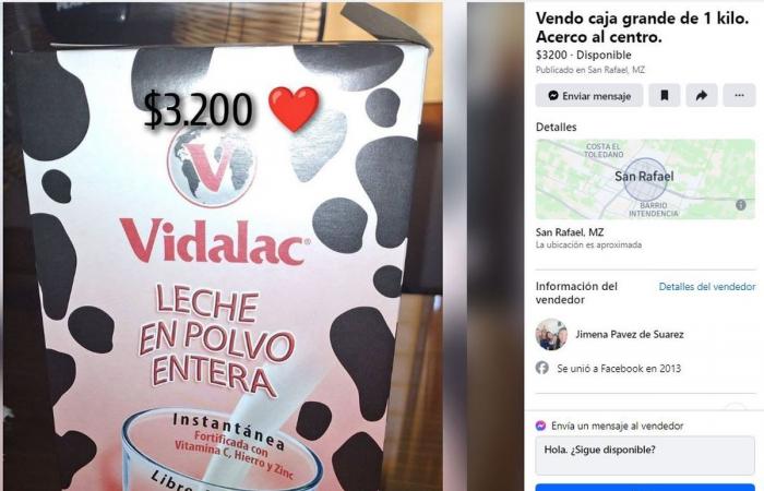 The powdered milk that Nación sent to Mendoza is already being sold on Facebook 2 days after being delivered