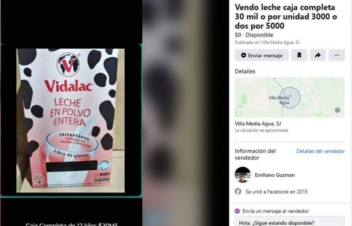 The powdered milk that Nación sent to Mendoza is already being sold on Facebook 2 days after being delivered