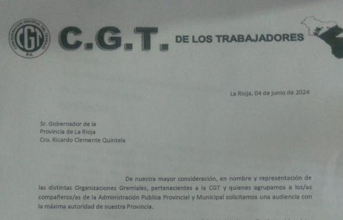 The CGT District of La Rioja requests a hearing with the governor for discriminatory salary increases