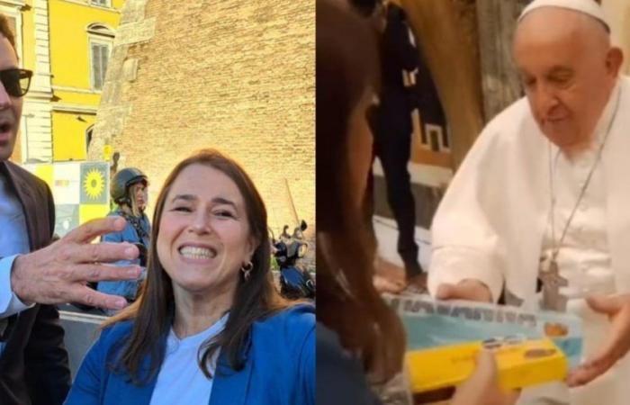Malena Guinzburg’s meeting with the Pope and the most important comedians in the world: the “argento” gift she gave to Francisco