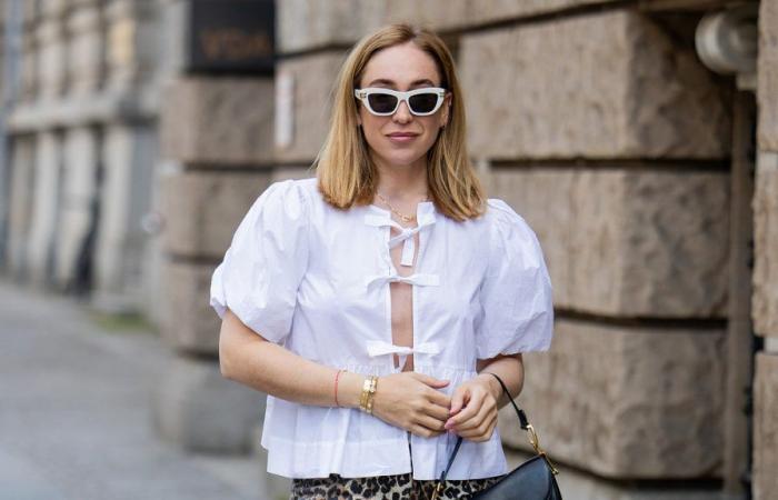 How to wear a boho blouse with bows to the office in summer 2024