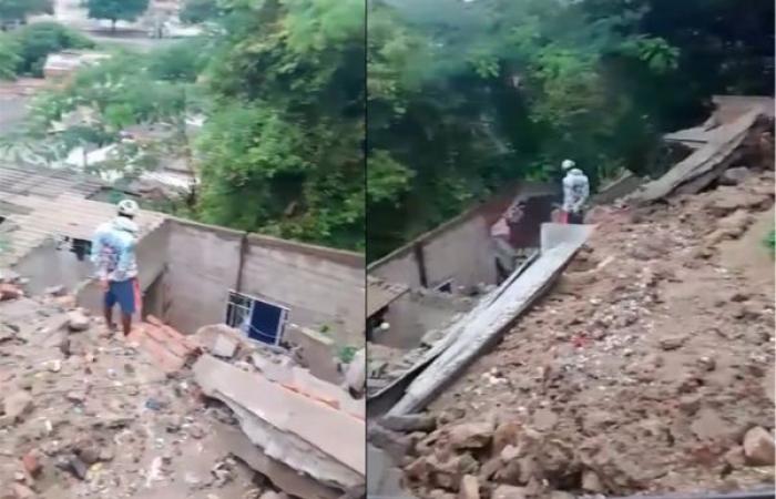 Three houses affected by landslide in Santa Marta