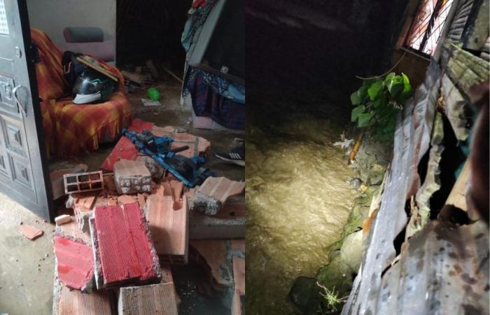 In Ibagué two people were trapped by a collapsed wall due to the rains