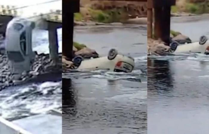 A young woman lost control of her car and fell into the river from a bridge