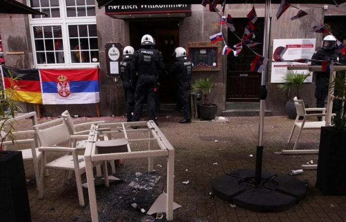 The videos of the brutal fight between England and Serbia fans before the start of the match