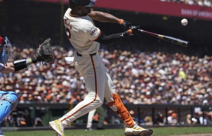 The Giants’ bats exploded to stop the Angels’ brooms