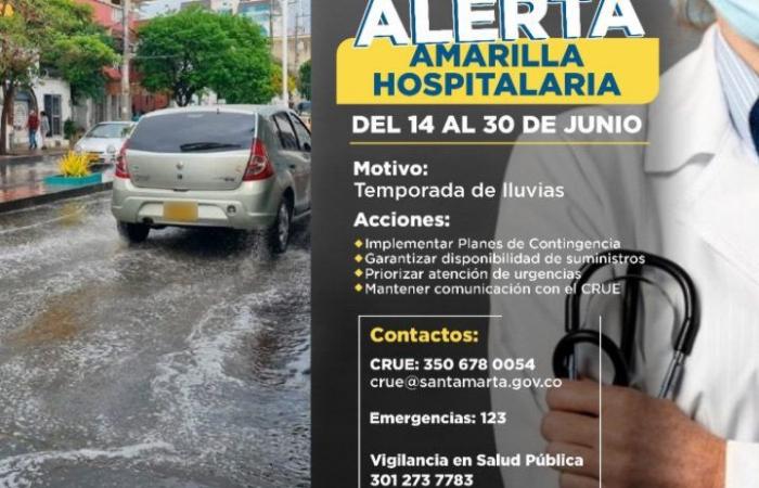 Hospital yellow alert in Santa Marta due to rainy season