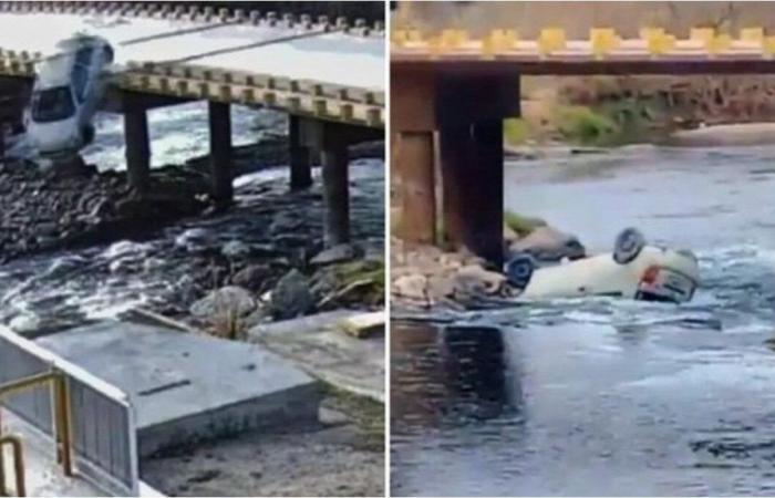 A woman and her dog fell with their car from a bridge into the Ctalamochita River
