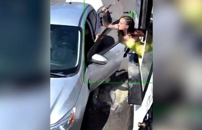 A barista broke a customer’s car windshield with a hammer during a fight over the price of coffee