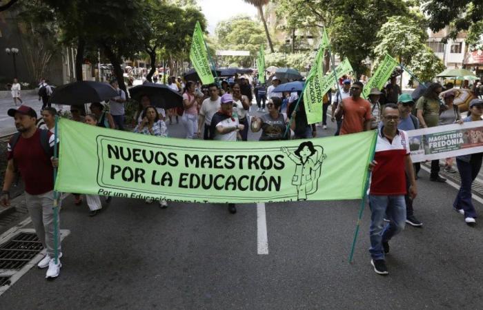 teachers march against “privatizing education”