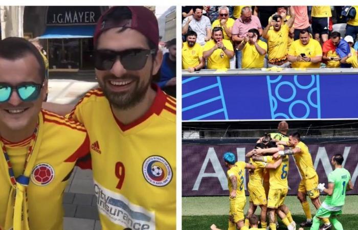 Romanian fans wear the shirts in the stadiums