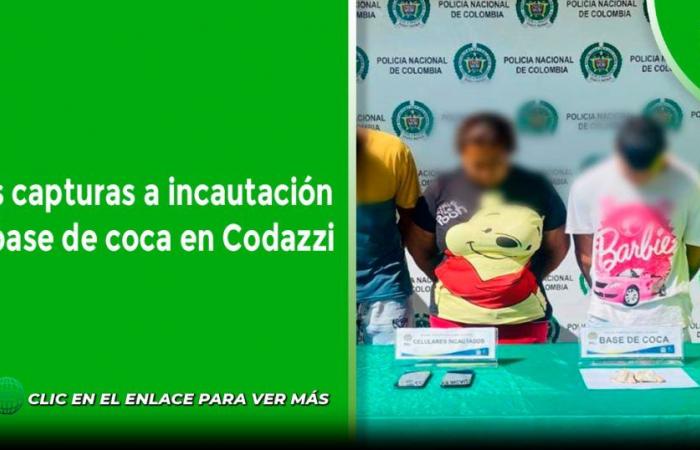 Three arrests in the seizure of coca base in Codazzi